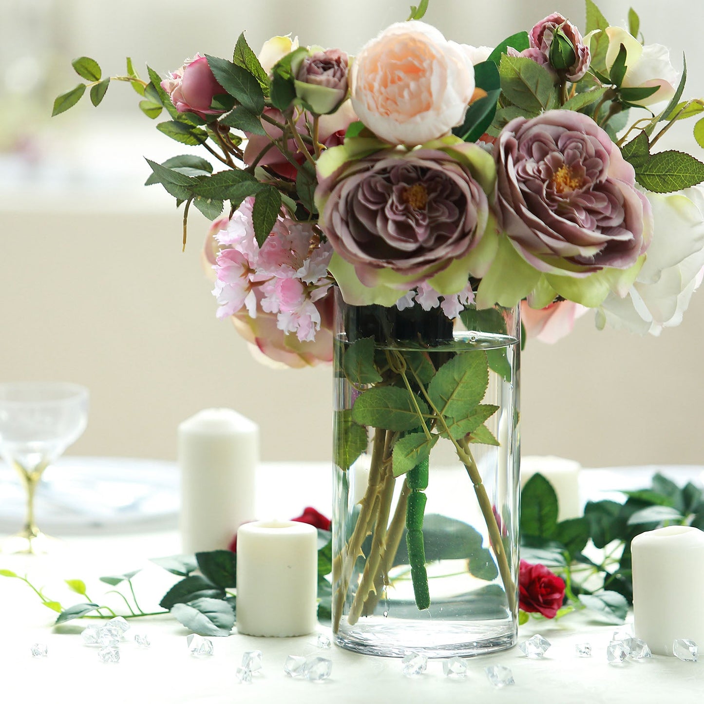 10 Inch Heavy Duty Glass Cylinder Tall  Vases Round Set Of 12