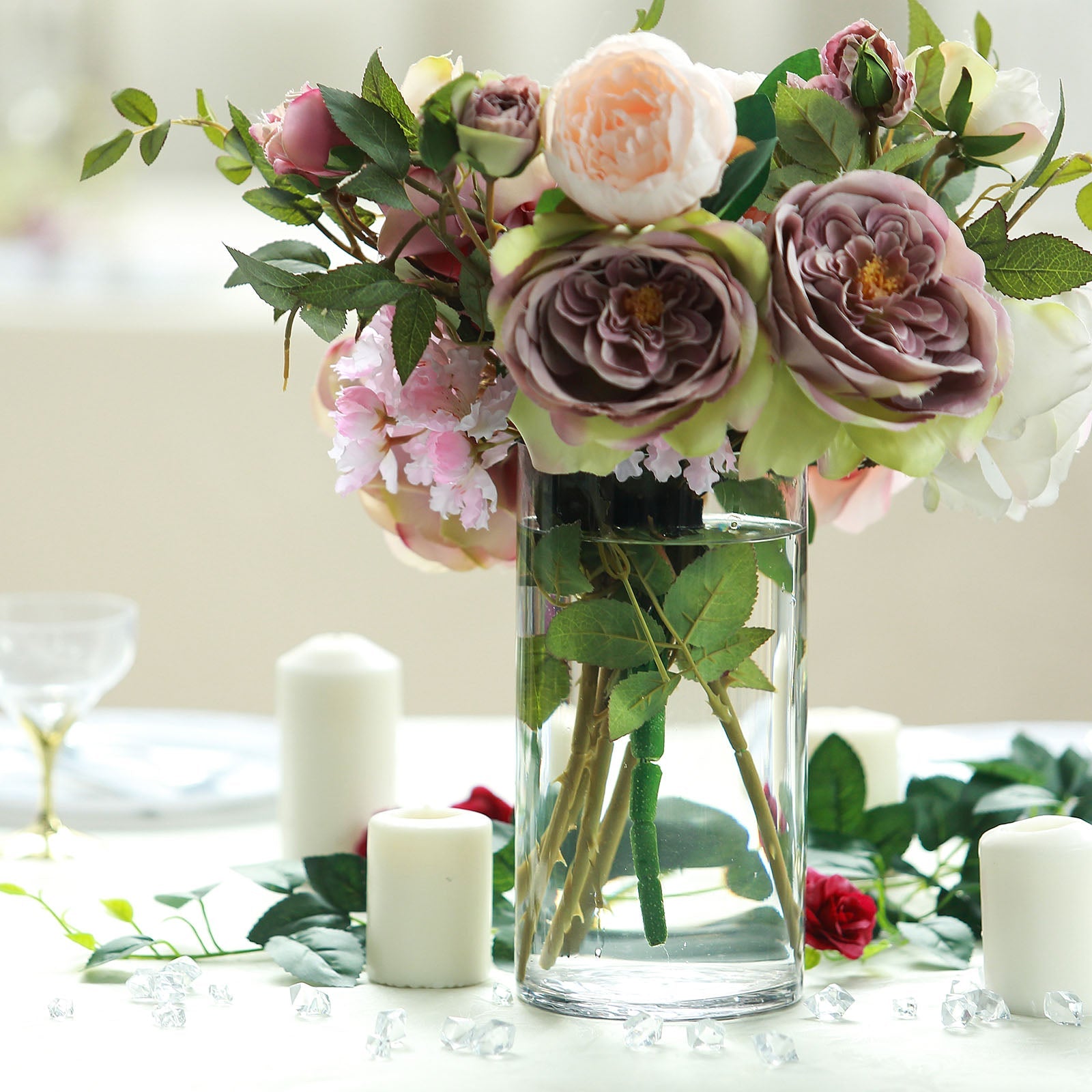 10 Inch Heavy Duty Glass Cylinder Tall  Vases Round Set Of 12