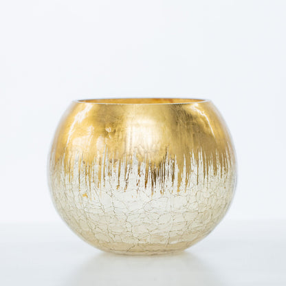 Gold Foiled Crackle Glass Flower Vase, Bubble Vase