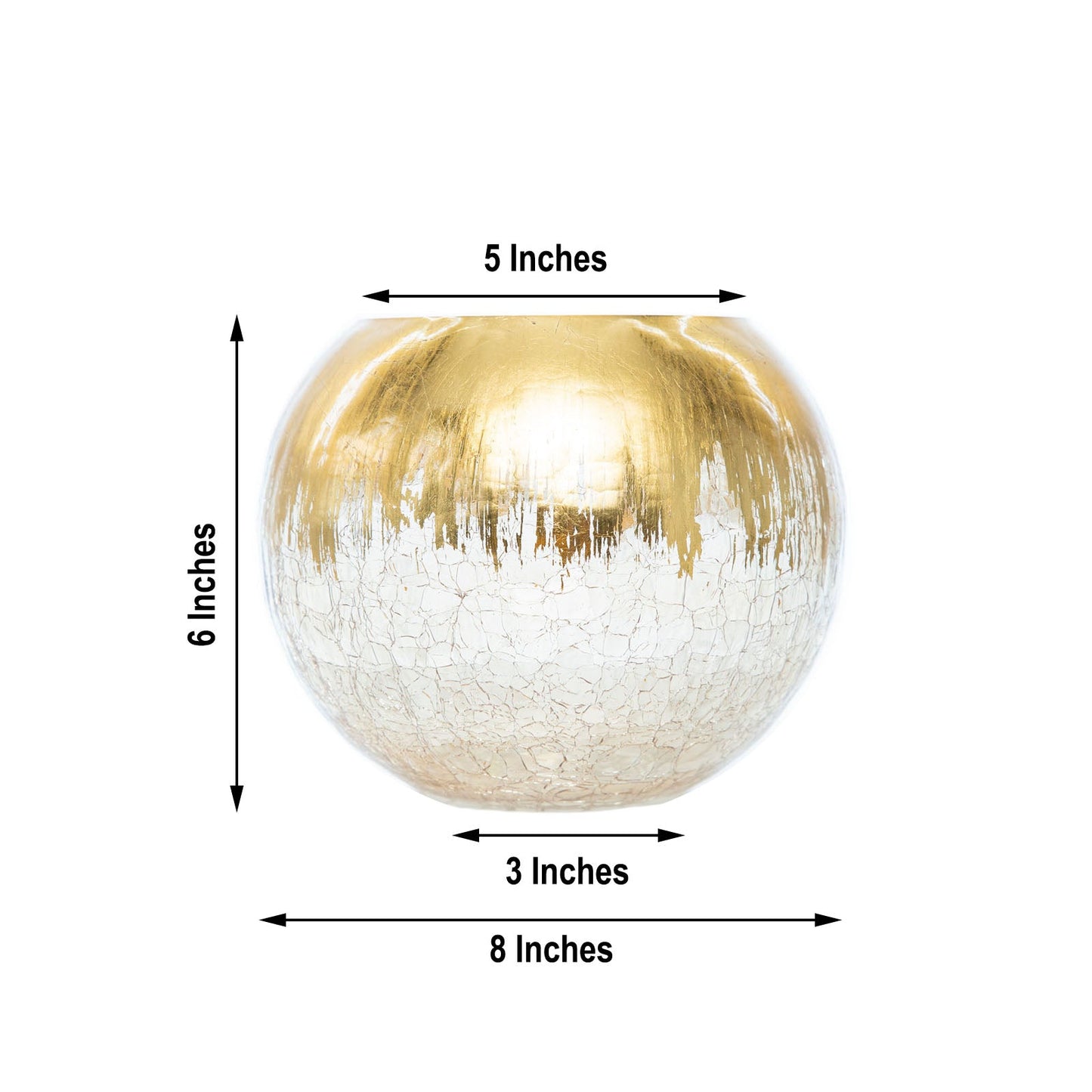 Gold foiled crackle glass bubble vase, 6 inches tall.