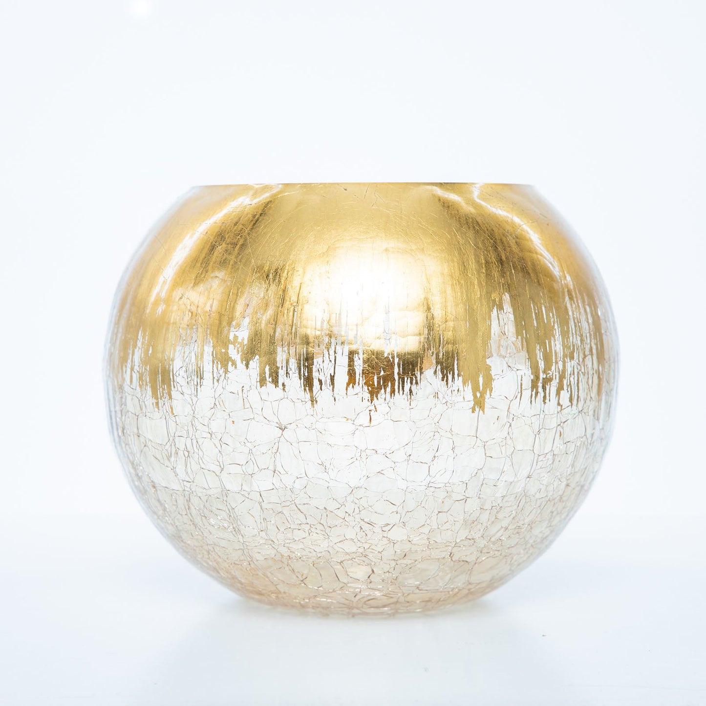 Gold Foiled Crackle Glass Flower Vase, Bubble Vase