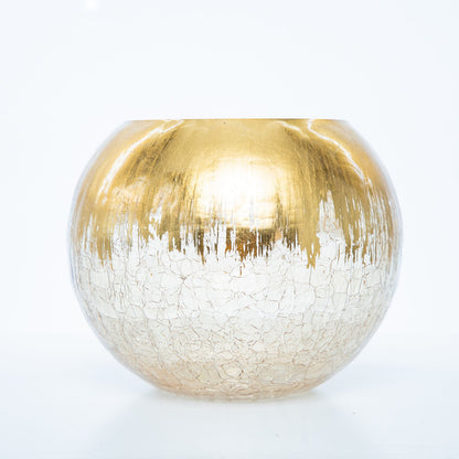Gold Foiled Crackle Glass Flower Vase, Bubble Vase