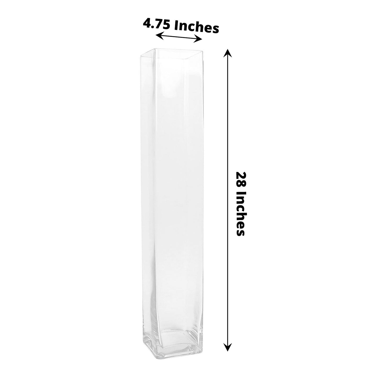 Clear 2 Pack Glass Square Flower Vases 28 Inches