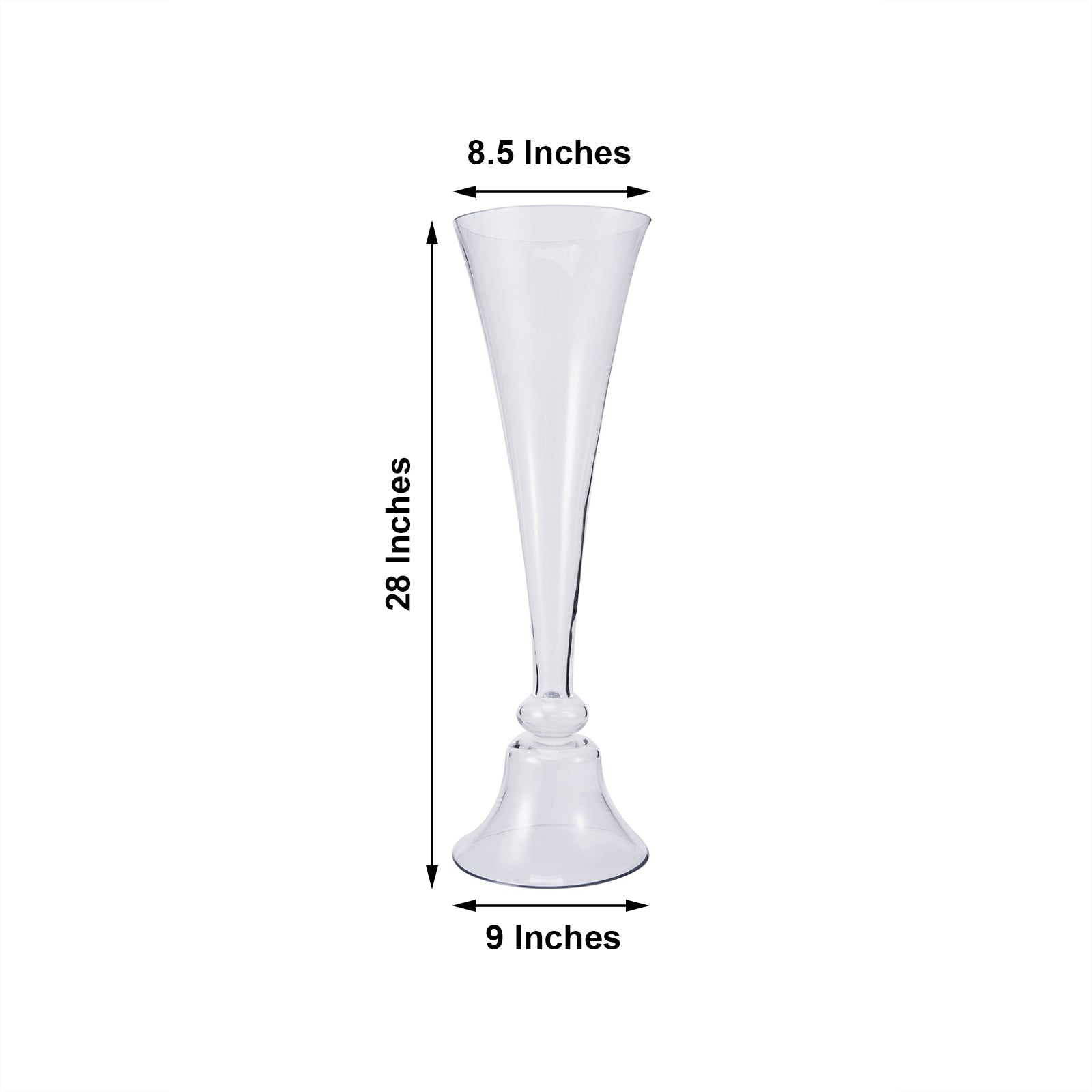 Reversible Trumpet Vase, Tall Glass Vases, Clear Vase, Glass Flower Vase