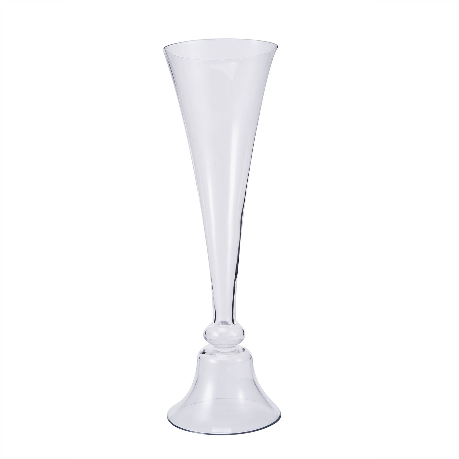 Reversible Trumpet Vase, Tall Glass Vases, Clear Vase, Glass Flower Vase#whtbkgd