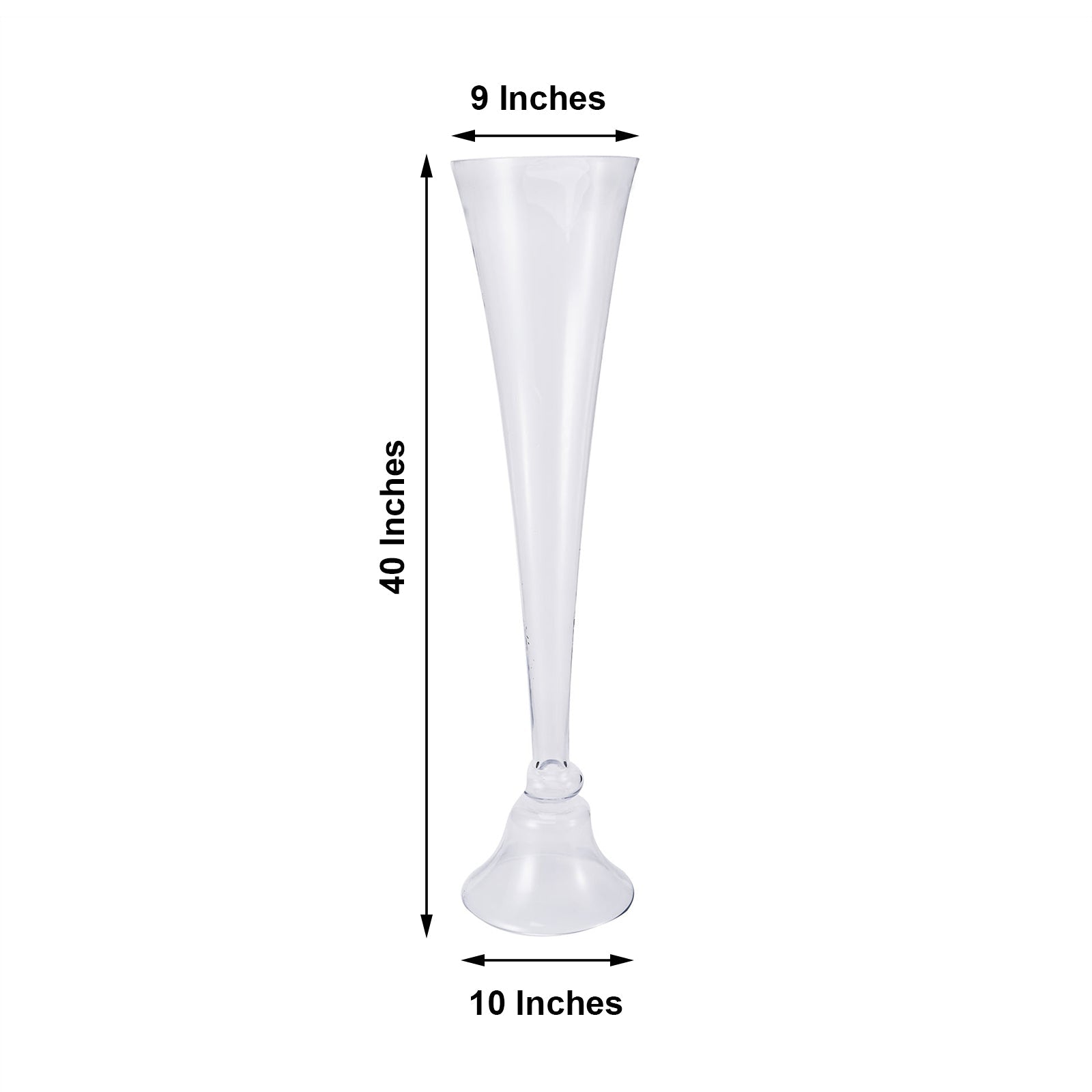 Reversible Clarinet Glass Trumpet Tall Floor Vase 40 Inch
