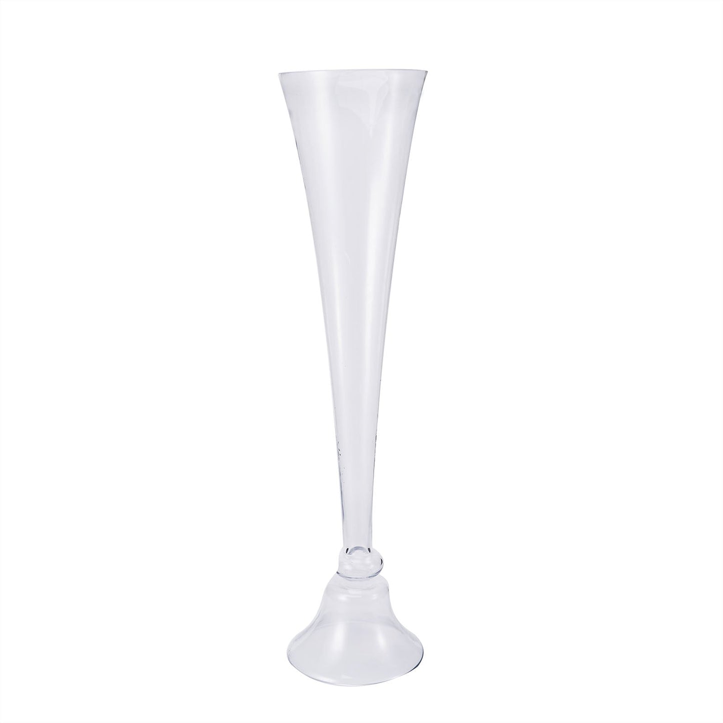 40 Inch Clear Reversible Tall Glass Trumpet Floor Vase for Clarinet#whtbkgd