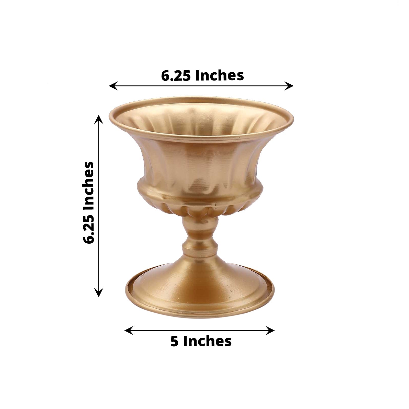 Gold metal Roman style flower vase, antique mini compote design.