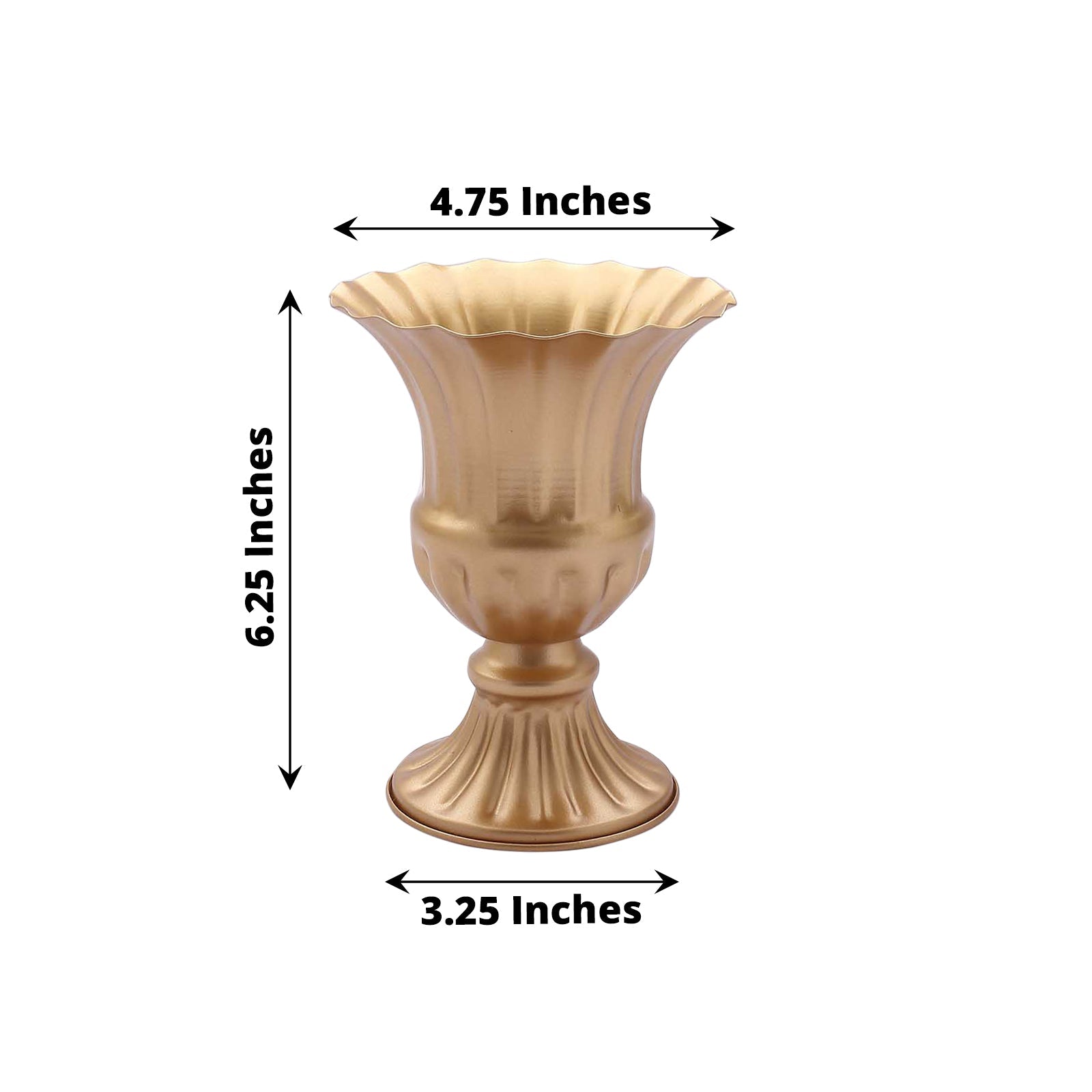 Gold metal trumpet style flower vase, antique mini compote design.