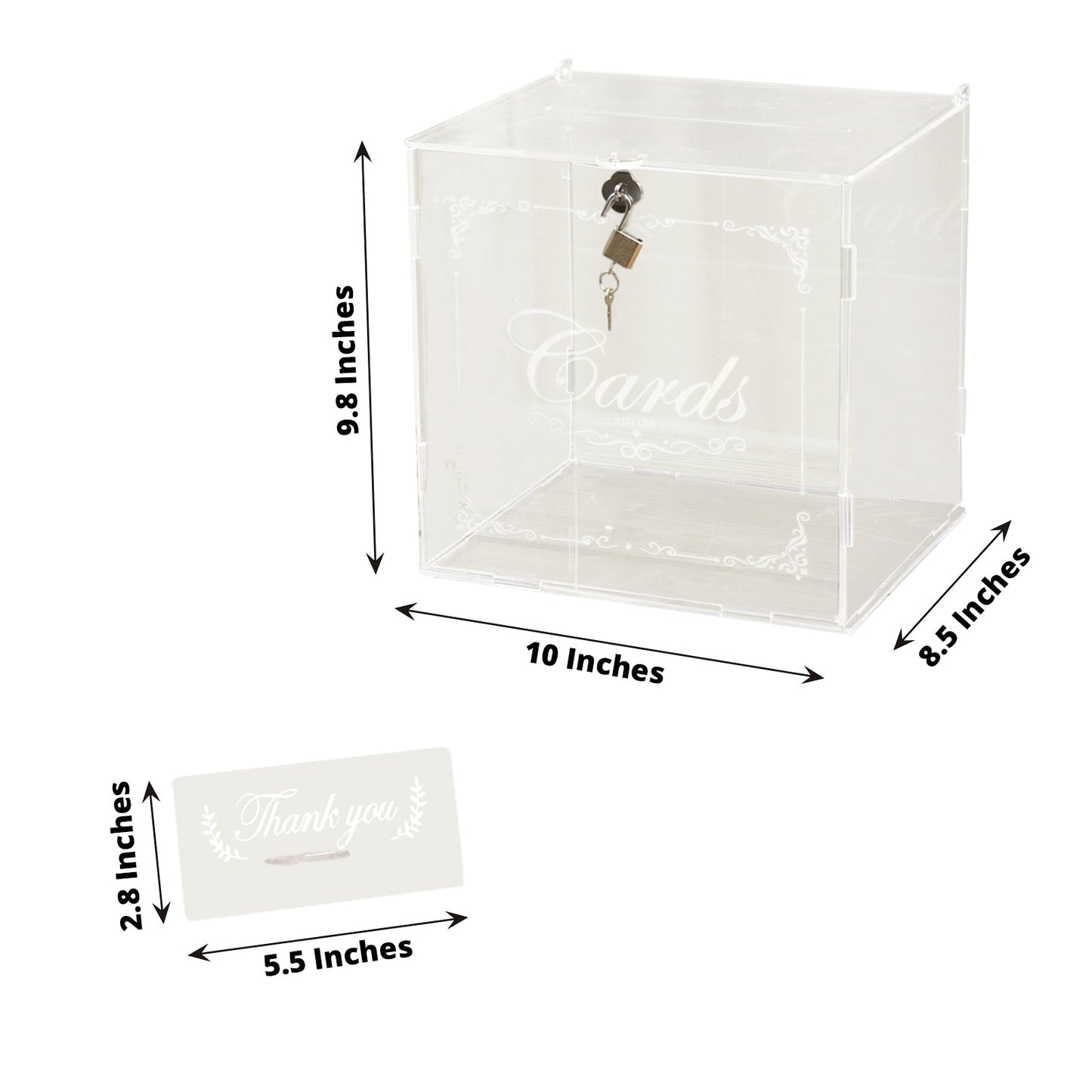 Clear Acrylic 3D Leaf Petal Card Box With Lock Key & Sign Stand 10X8.5X9.8 Inch
