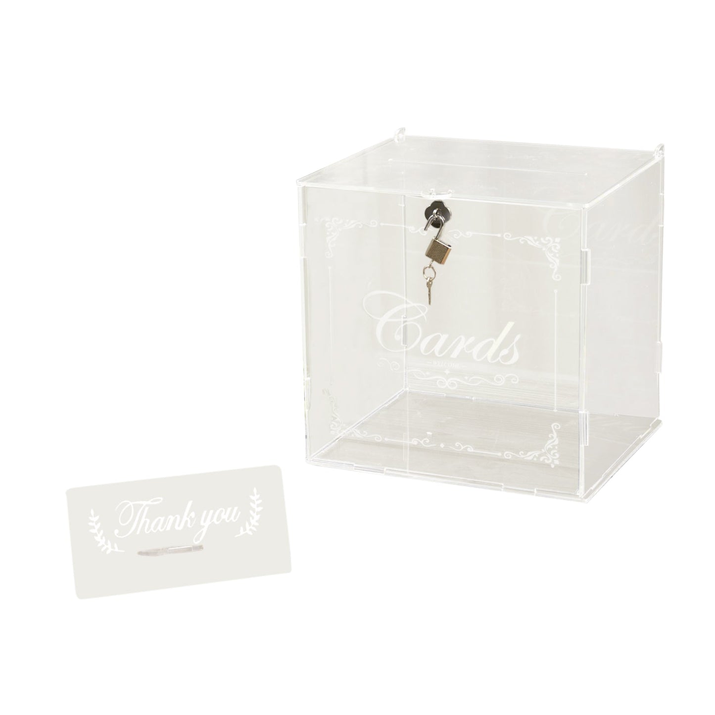 10X8.5X9.8 Inch Clear Acrylic 3D Leaf Petal Card Box With Lock Key & Sign Stand Included#whtbkgd