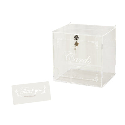 10X8.5X9.8 Inch Clear Acrylic 3D Leaf Petal Card Box With Lock Key & Sign Stand Included#whtbkgd