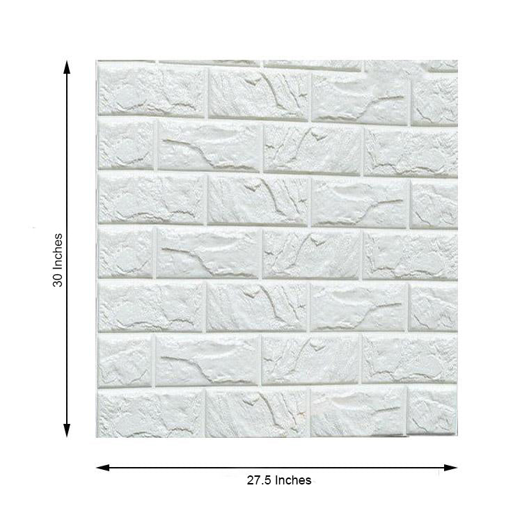 White foam brick peel and stick 3D wall tile panel.