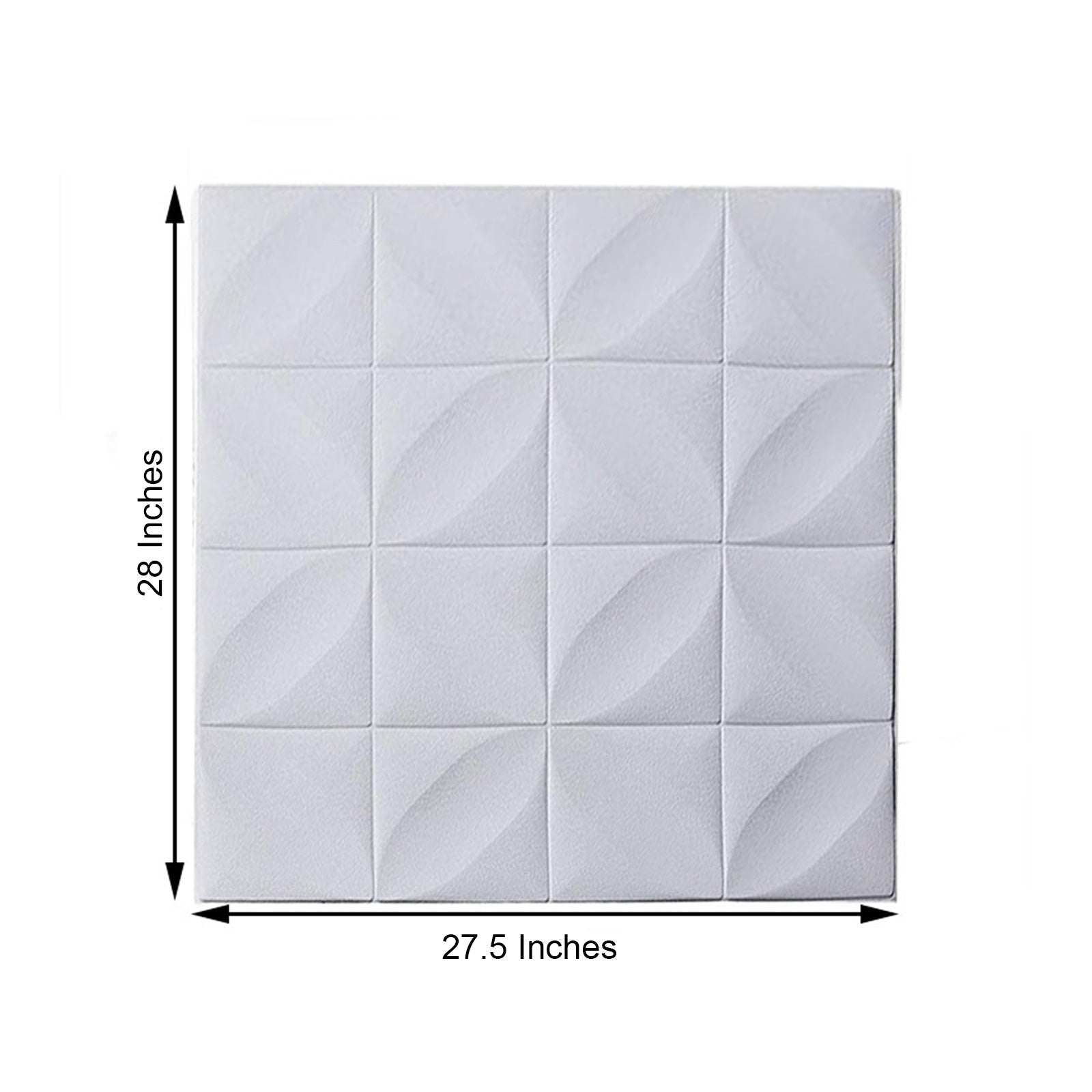 White 3D foam self-adhesive wall panel with diamond design.