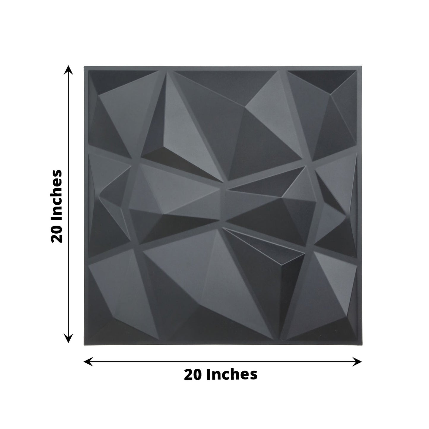 Matte black 3D diamond textured stick-on wall panel, 20"x20".