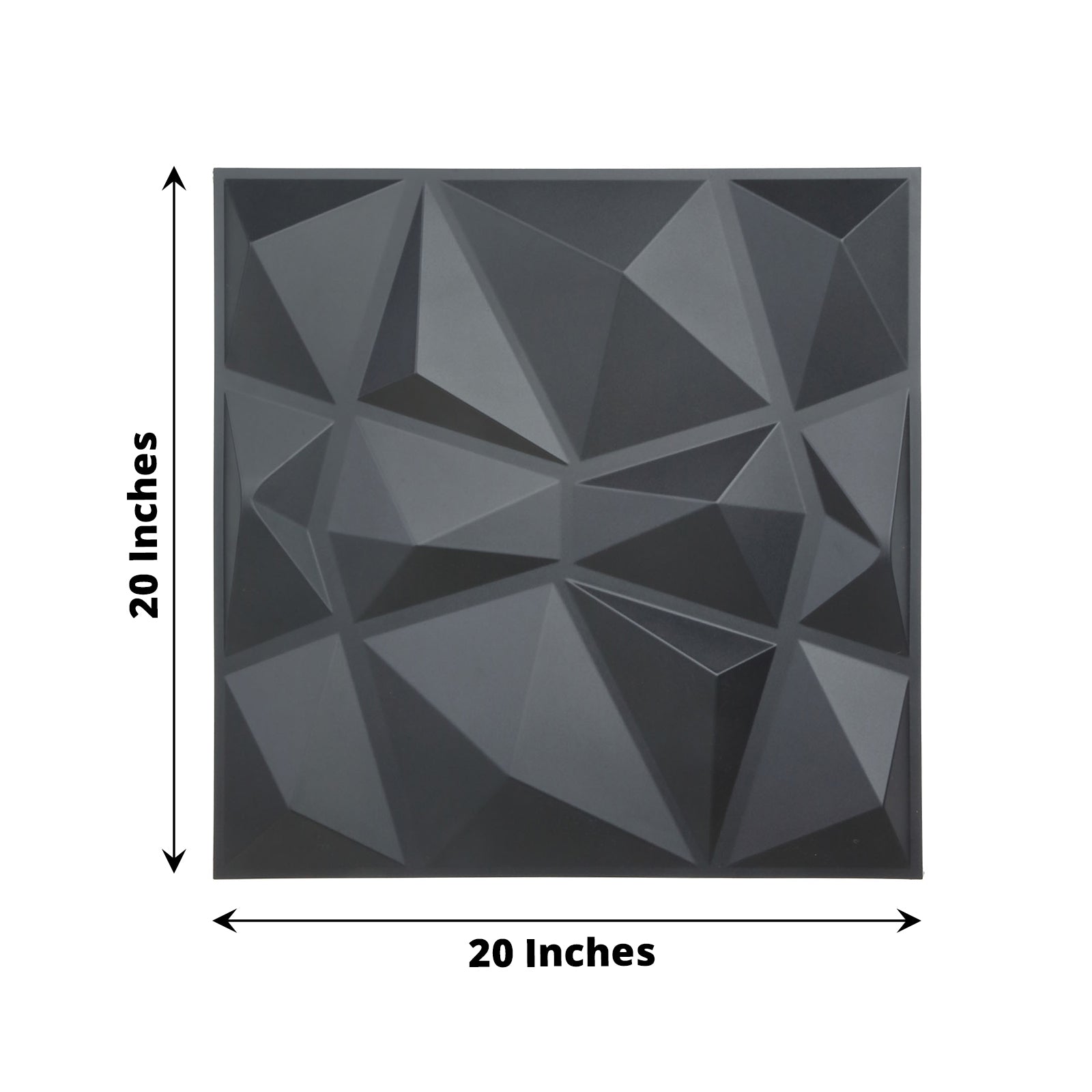 Matte black 3D diamond textured stick-on wall panel, 20"x20".