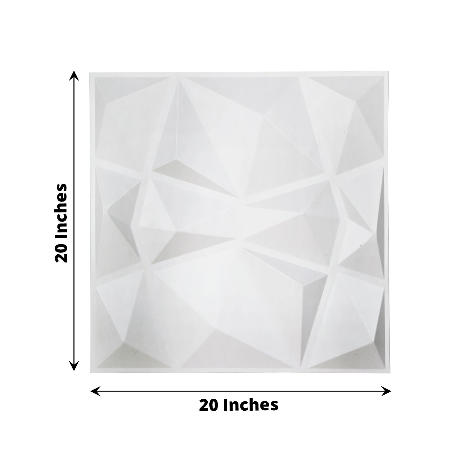 Matte white 3D diamond textured stick-on wall panel, 20"x20".