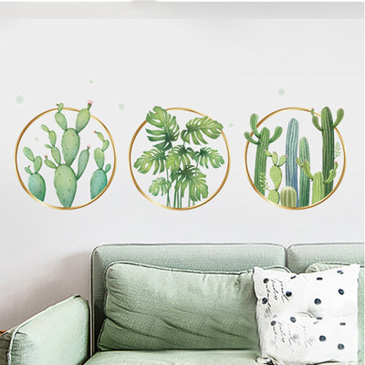 Desert Charm with Cactus Flat Frame Wall Stickers