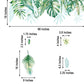 Green tropical assorted hanging leaves wall decals for vibrant decor.