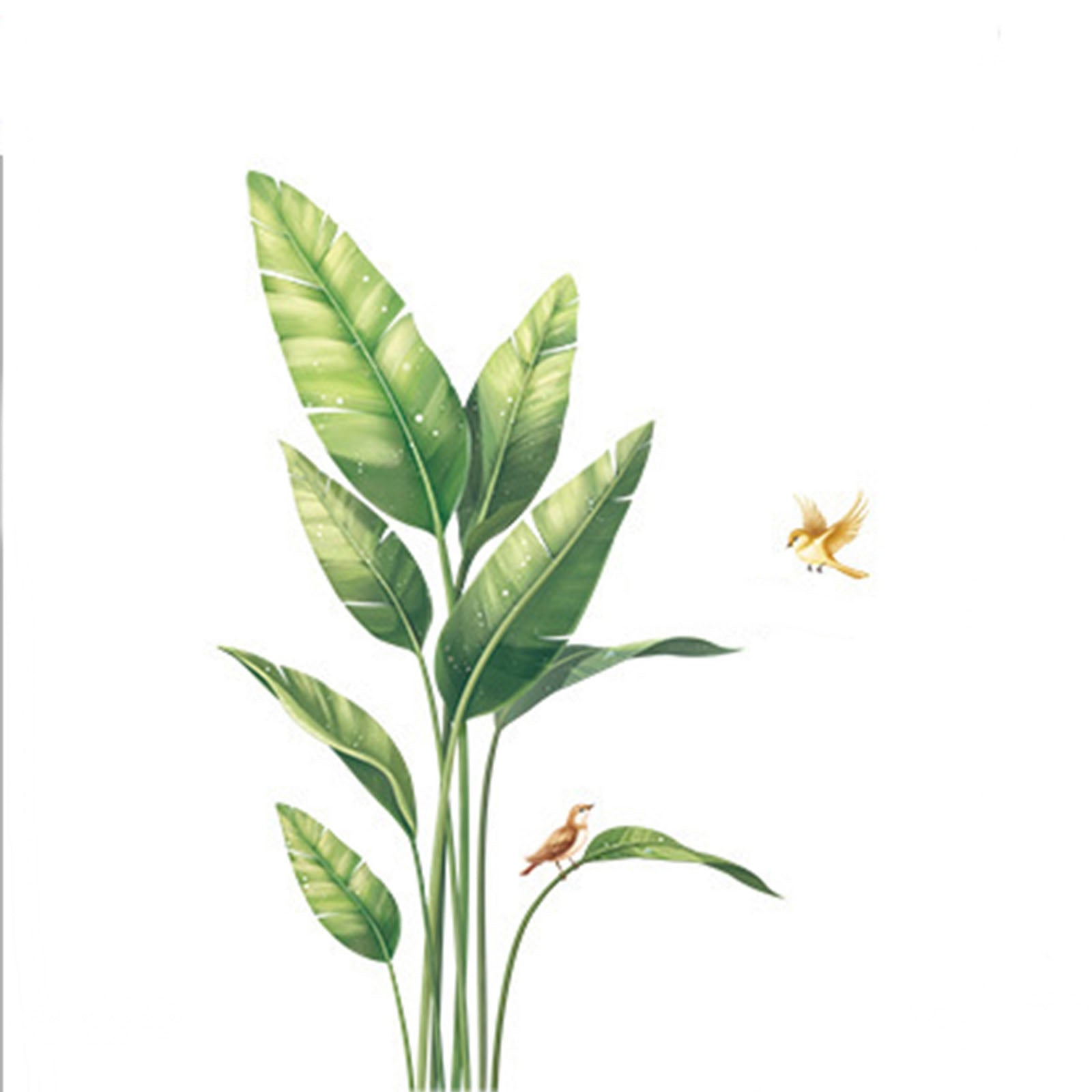 Green Bird of Paradise Tropical Plant Wall Decal, Peel and Stick Removable Sticker