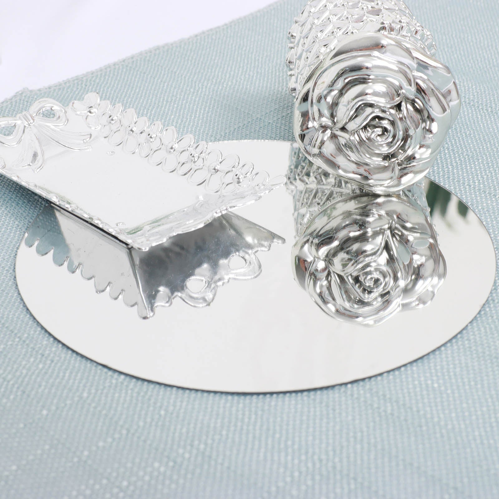 Silver 6" round mirror wall stickers, perfect for home decor.