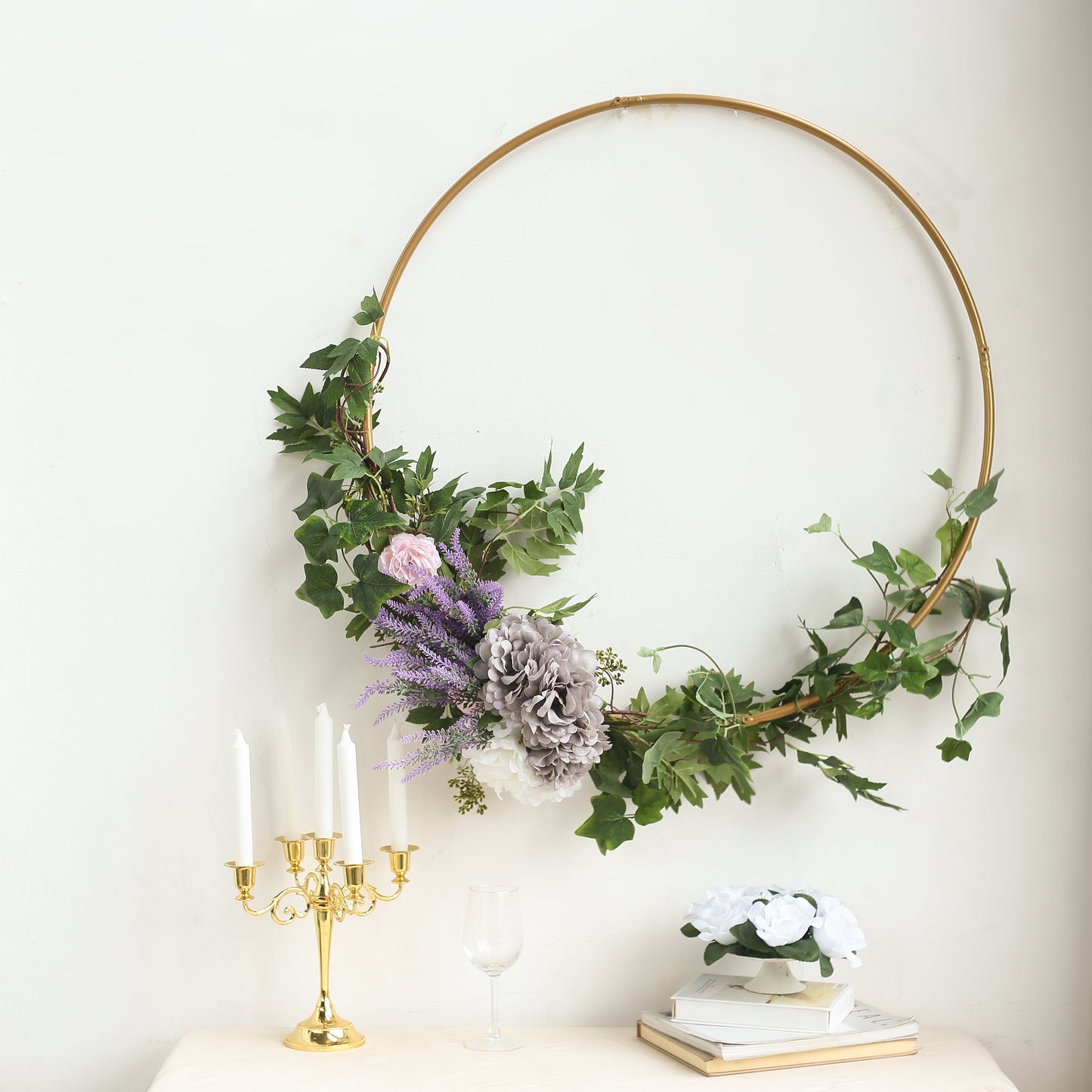28" Gold Heavy Duty Metal Hoop Wreath, Floral Hoop