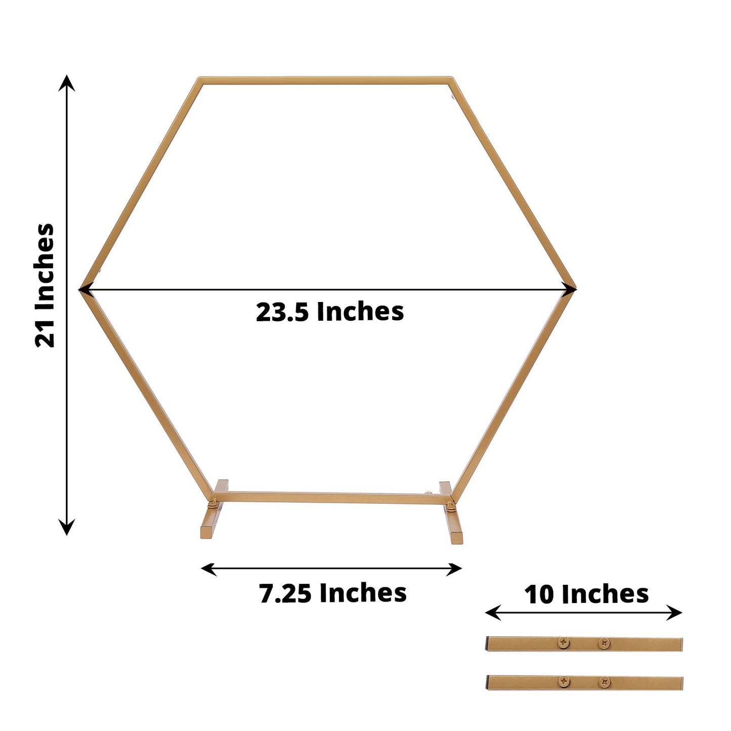 Gold geometric hexagon table wedding arch centerpiece stand.