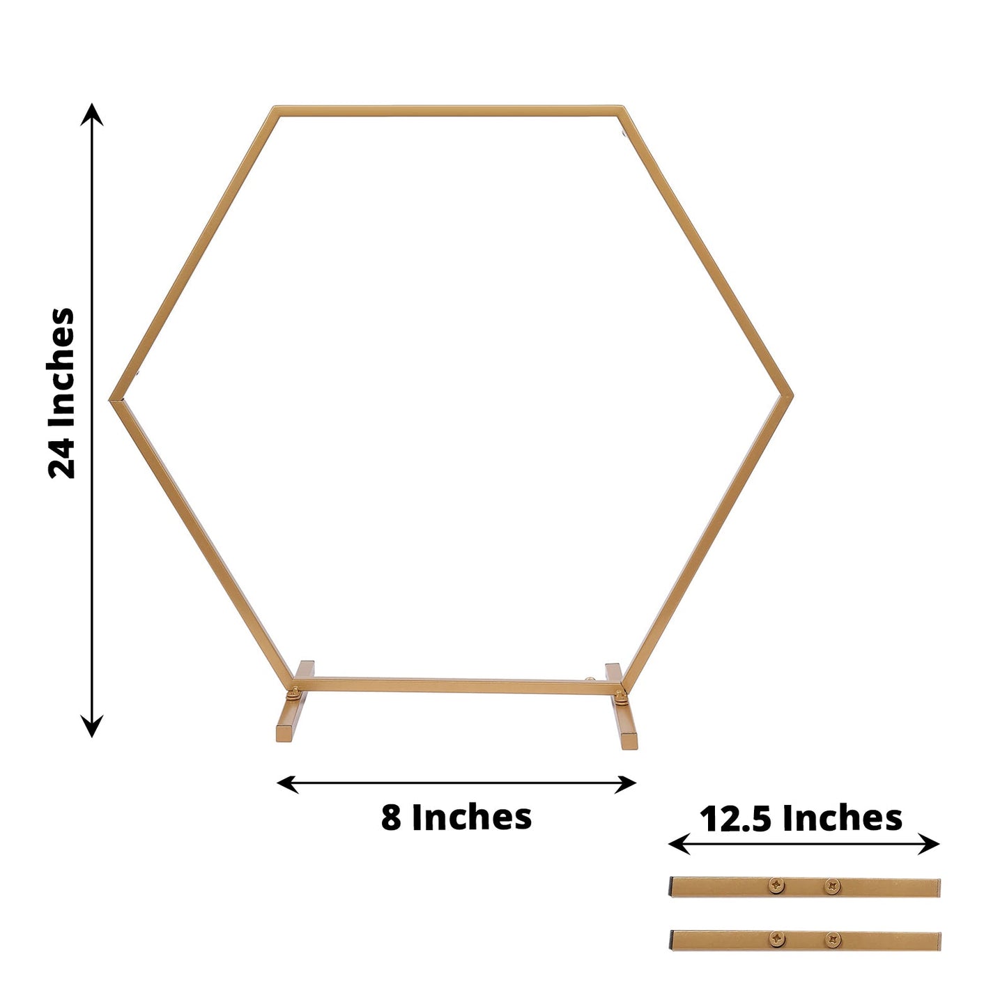 Gold hexagon table wedding arch centerpiece stand, geometric flower balloon frame.