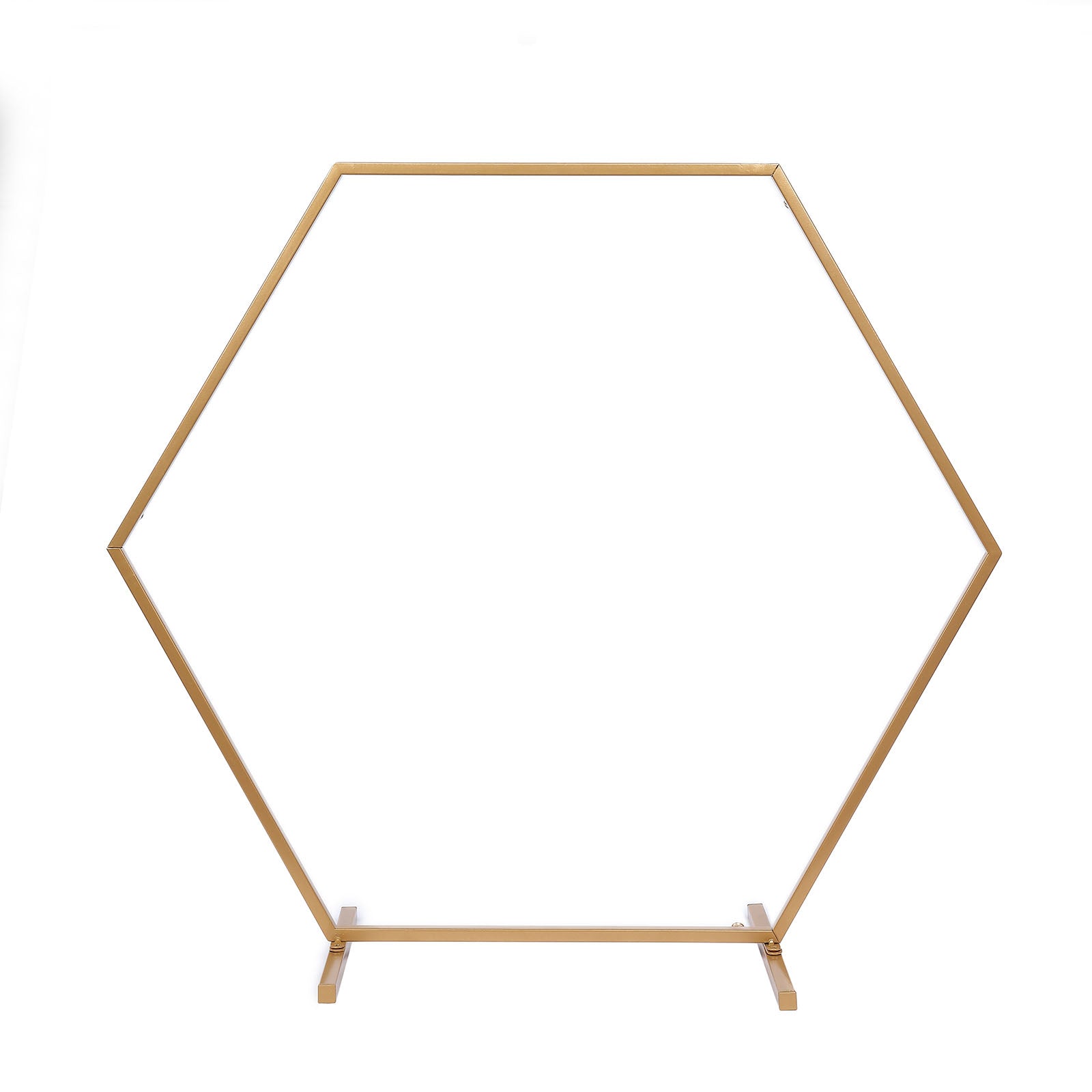 Gold hexagon wedding arch centerpiece stand for flowers or balloons.