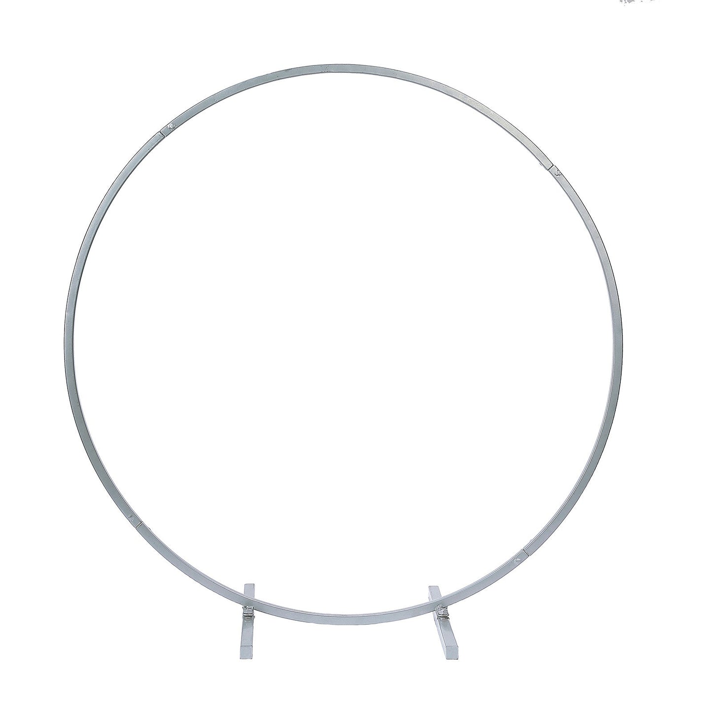 Silver round arch wedding centerpiece, metal hoop wreath tabletop decor.