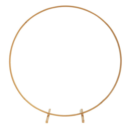 Gold metal round hoop wedding centerpiece for floral arrangements.