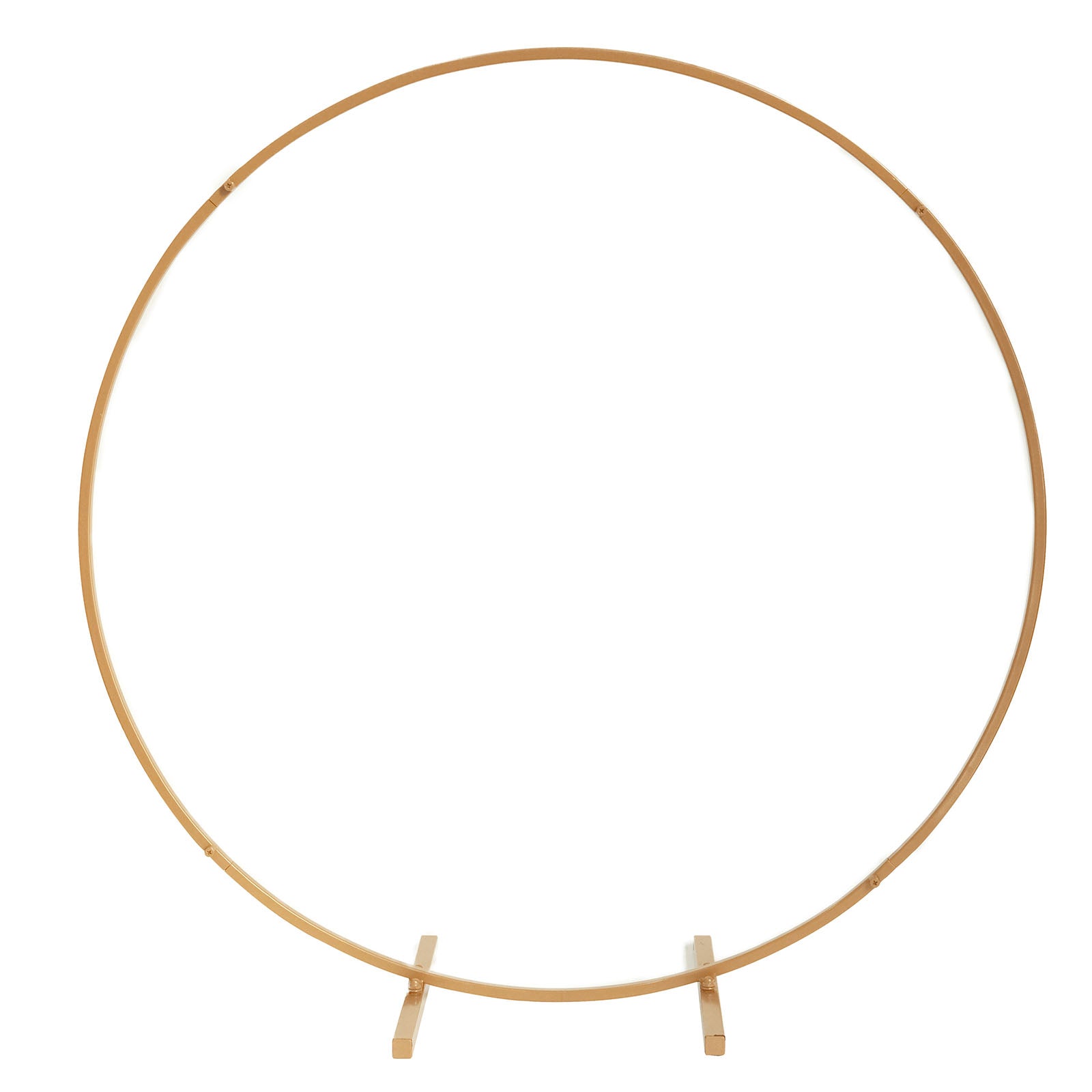 Gold metal round hoop wedding centerpiece floral wreath frame.