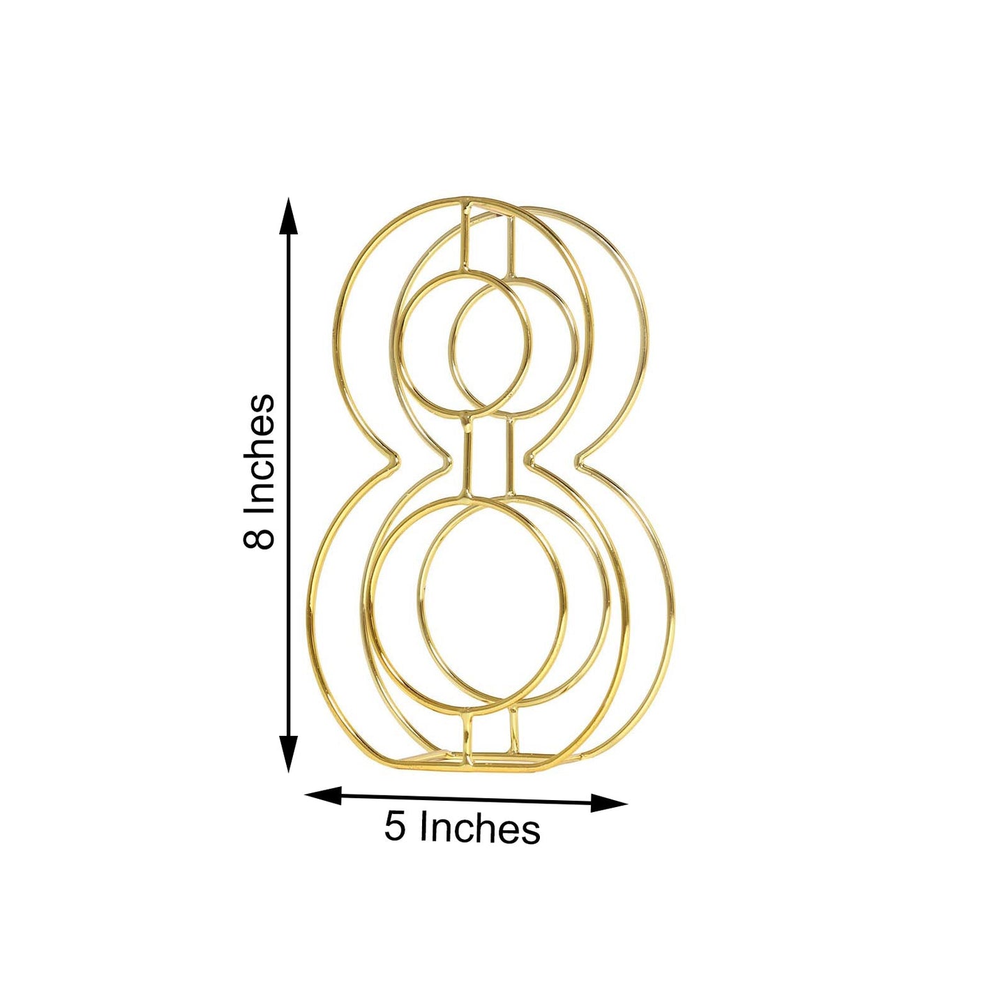 Gold freestanding decorative table number 8, 8 inches tall.
