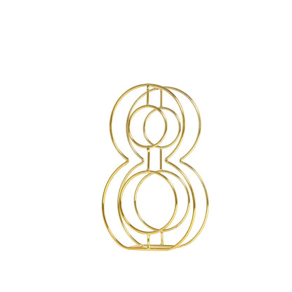 Gold 8" tall freestanding decorative metal wedding table number.