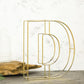 Gold decorative wire letter "D" centerpiece for weddings, 8 inches tall.