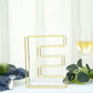 Gold decorative wire letter "E" centerpiece for weddings.