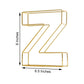 Gold 3D decorative wire letter "Z" centerpiece, 8 inches tall.