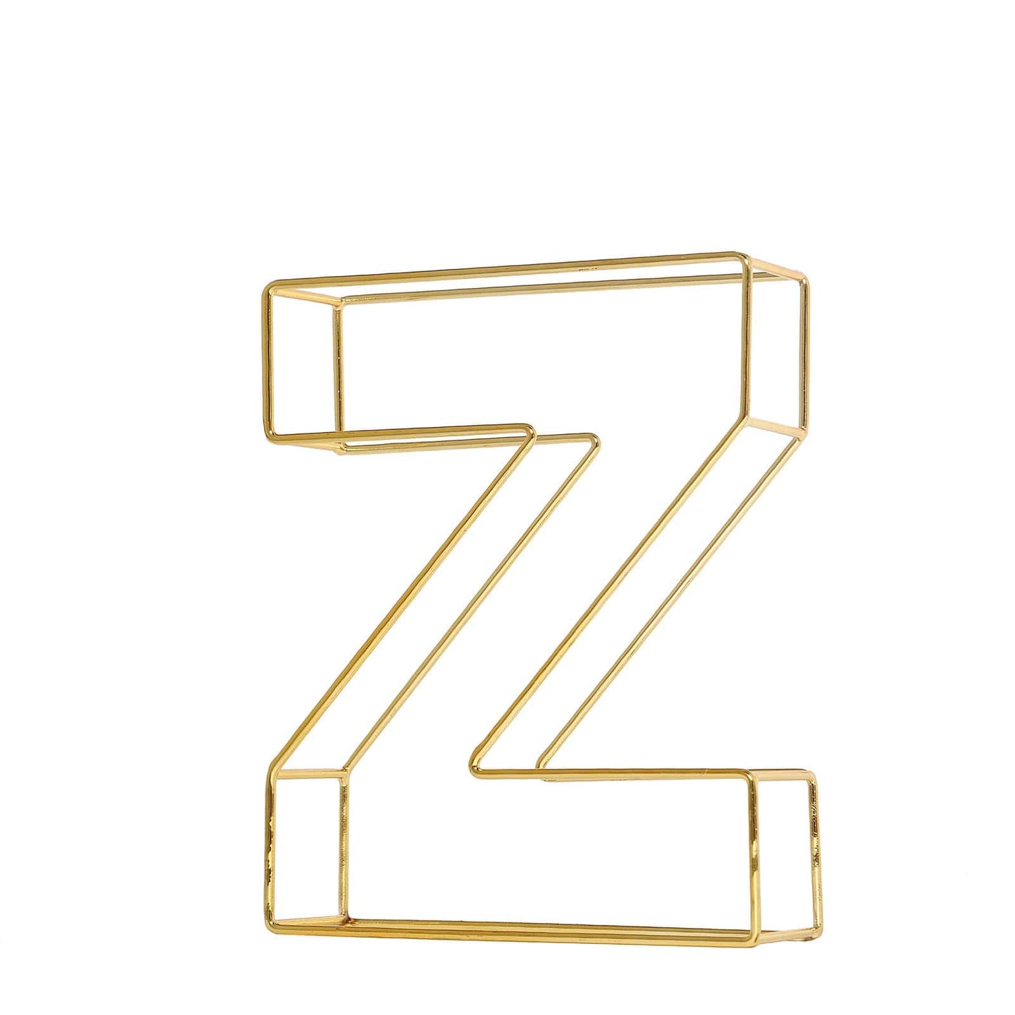 Gold freestanding decorative wire letter "Z" wedding centerpiece.