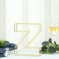 Gold 3D decorative wire letter "Z" wedding centerpiece, 8" tall.