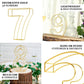 Gold 8" freestanding wedding table number in decorative metal wire.