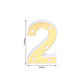 Gold 3D marquee number "2" with warm white LED lights.
