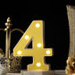 Yellow 4 LED light up number with warm white lights.