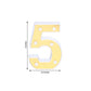 Gold 3D marquee number 5 with warm white LED lights.