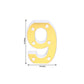Gold 3D marquee number 9 with warm white LED lights.