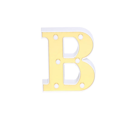 Gold 3D marquee letter "B" with warm white LED lights.
