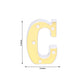 Gold 3D marquee letter "C" illuminated with warm white LED lights.