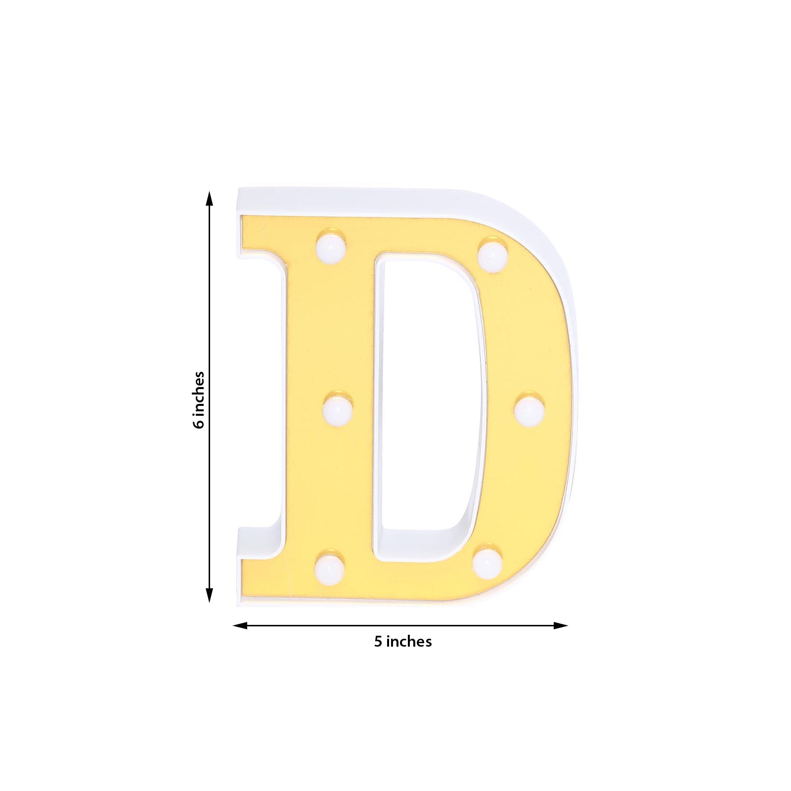 6" Gold 3D Marquee Letter "D" with warm white LED lights