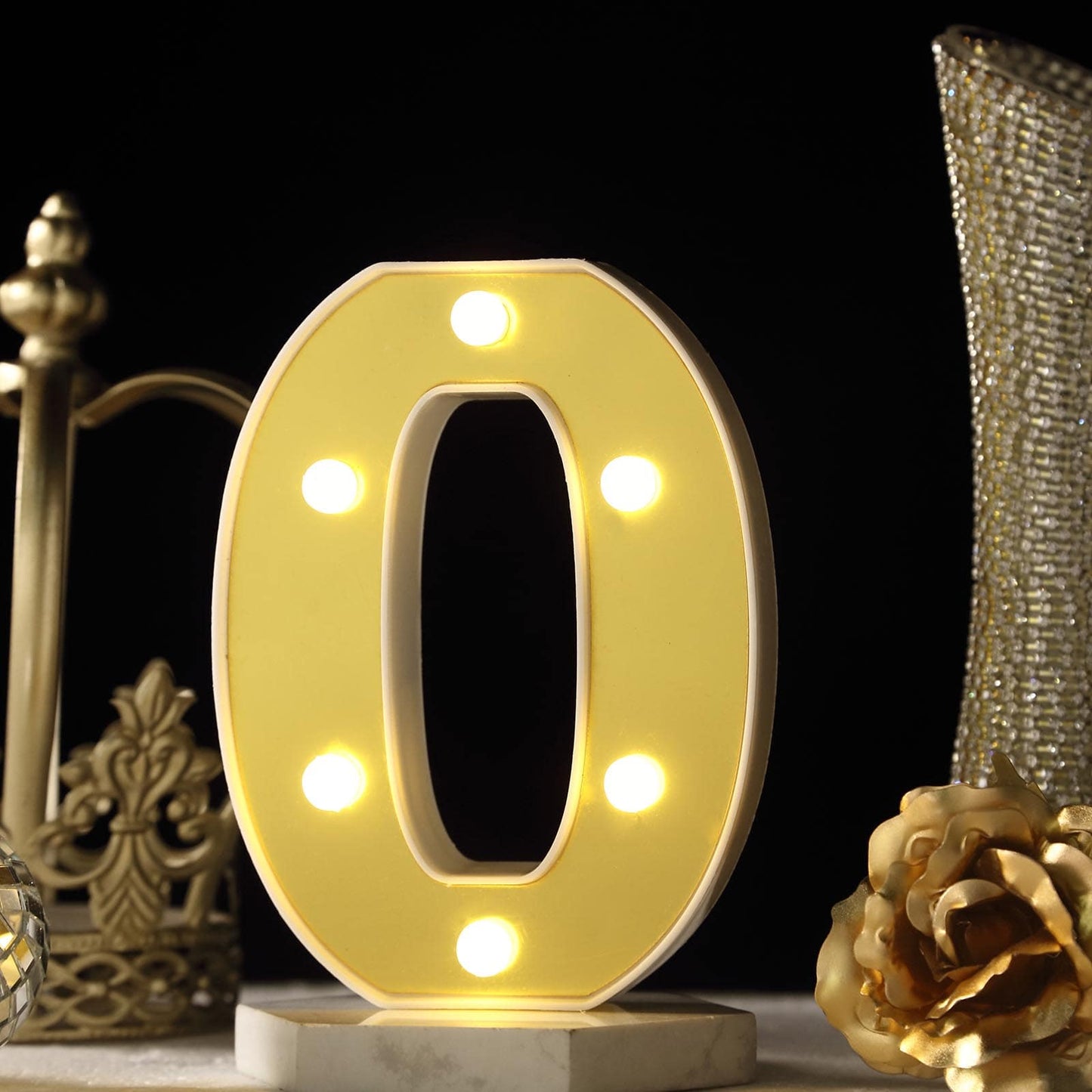Warm white 6 LED light up letter "O" in 3D marquee style.