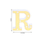 Gold 3D marquee letter "R" with warm white LED lights.