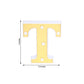 Gold 3D marquee letter "T" with warm white LED lights.